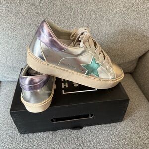 ShuShop Metallic Sneakers with Star Accent—NEW in original box